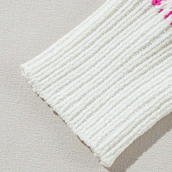 Hot Pink Casual Women's Striped Long Sleeved Round Neck Loose Pullover top - Picture 8 of 8